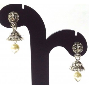 Silver Oxidized Earring Ethnic Imitation Jhumka Jhumki Jewelry Dangle Drop EA374